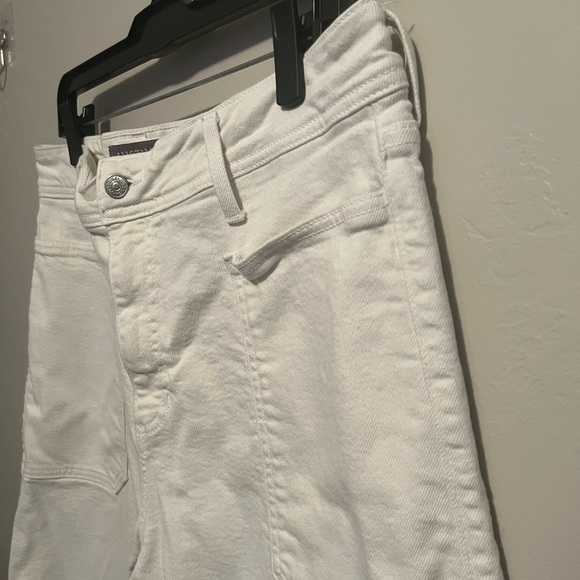 JUST USA Women’s 33 White Stretch Denim Straight Leg Ankle Cropped Jeans Raw Hem - Picture 3 of 13